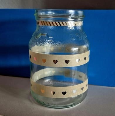 Deko-Glas verziert mit Washi-Tape