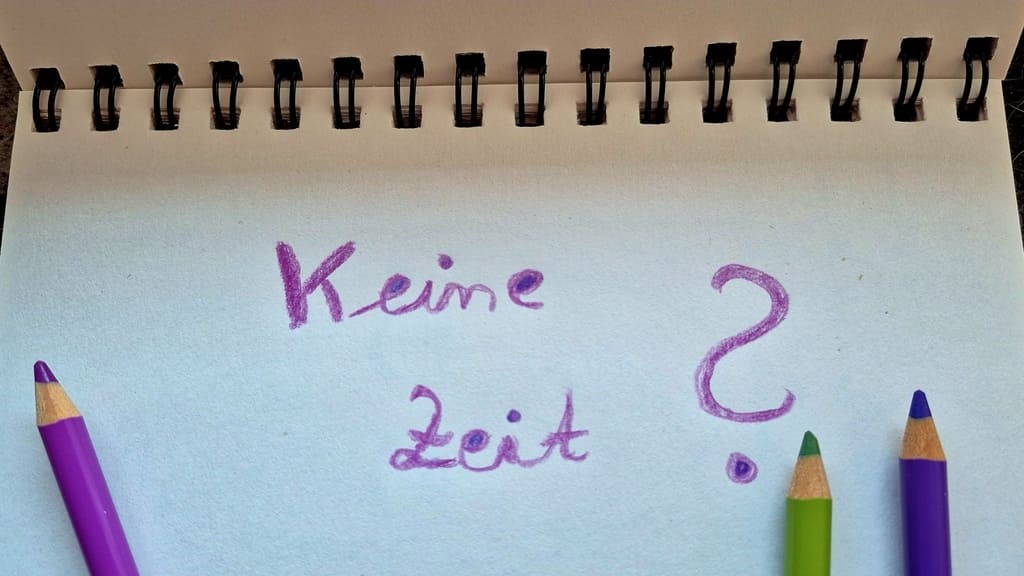 Foto von Frage Keine Zeit auf Skizzenblock